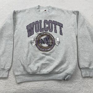 Vintage Wolcott‎ University Fruit Of The Loom Sweatshirt Mens L Gray 1990s USA